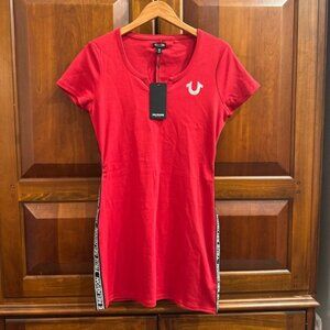 NWT True Religion Red Taping Tee Dress Size M
